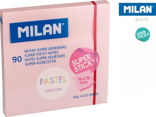 Milan Sticky Memo Pads Cube 90 Sheets Pink 7.6x7.6cm Set 90 Pieces