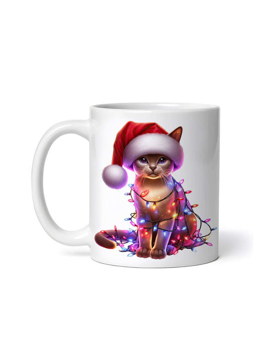 Singapura Christmas Cat Cană Ceramica Albă 330ml (cu Personalizare)