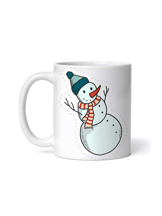 Cană Ceramică De Crăciun Oameni De Zăpadă Cu Fular Și Pălărie 330ml (Cu Personalizare)