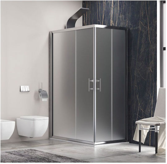Karag Flora 100 Shower Cabin with Sliding Door 90x120x190cm Satine Chrome