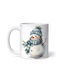 Cană Ceramică De Crăciun Oameni De Zăpadă Cu Pălărie Verde 330ml Cu Personalizare