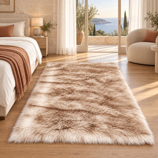 My Home Luxury Angel Неплъзгащ се Килим Правоъгълен Furry Бежов 60x90cm
