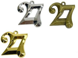 Metal Lucky Charm "27" 3D 2.5cm 0621629 Gold