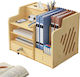 Organizator de Birou din Lemn cu 9 Compartimente Organizator pentru Sertar pentru Chei Documente A4 Accesorii pentru Bibliorafturi 38.8 X 29 X 28 Cm Galben Deschis