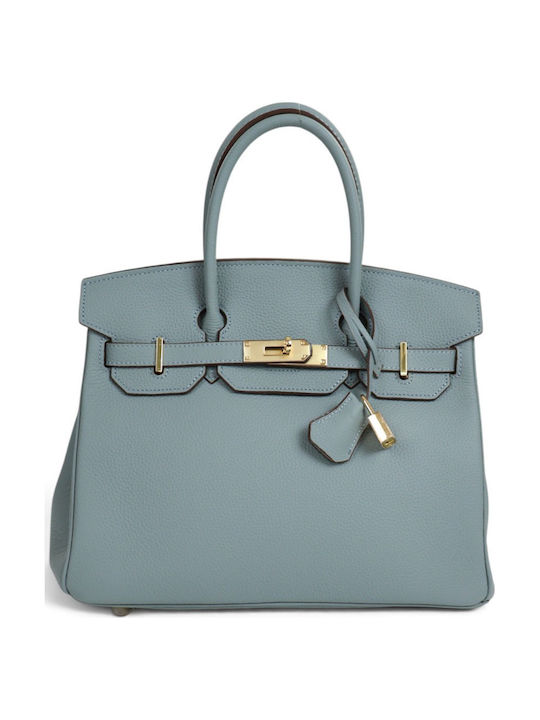 Passaggio Leather Leather Women's Blue Tote Bag