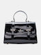 Stoff Damen Handtasche Handtasche Schwarz