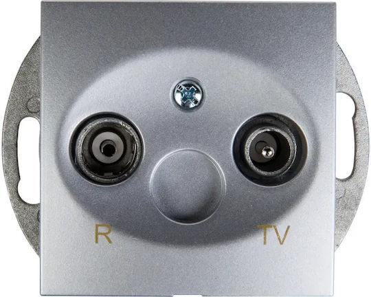 Kontakt-simon R-tv Antenna Terminating Socket Pass-through Sockets 10 Db Matte Silver Metallized Daz.01/43