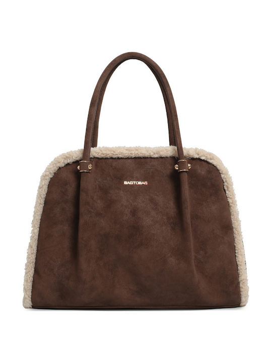 Fabric Fur Women's Tote Bag Suede Brown