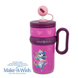 Nava Pahar cu Mâner Termos Oțel Inoxidabil / Plastic Fără BPA 540ml Pink Unicorn cu Pai și Mâner Nava Pahar cu Mâner Termos Oțel Inoxidabil / Plastic Fără BPA 540ml Pink Unicorn cu Pai și Mâner