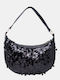 Stoff Damen Handtasche Schulter Schwarz