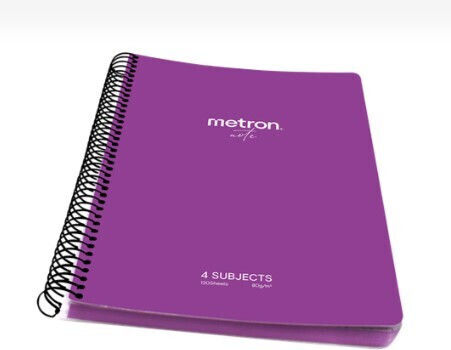 Metron Σπιράλ Τετράδιο Ριγέ 120 Φύλλων 4 Θεμάτων Μωβ