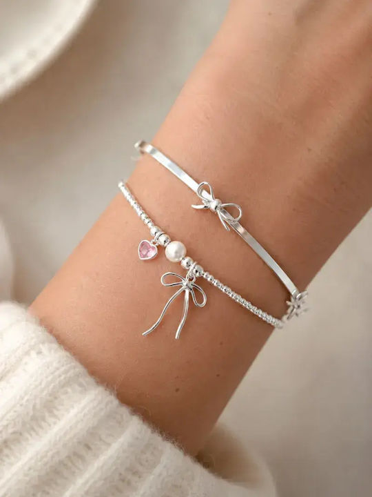 SteweHome Women's Bracelet Set With Heart Design Made Of Stainless Steel