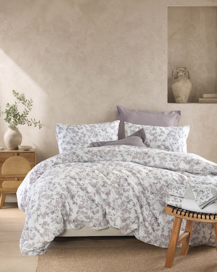 Rythmos Camelia Sheet Set with 2 Pillowcases Super-Double Fitted 160x260+25cm Ecru (3 Pieces)