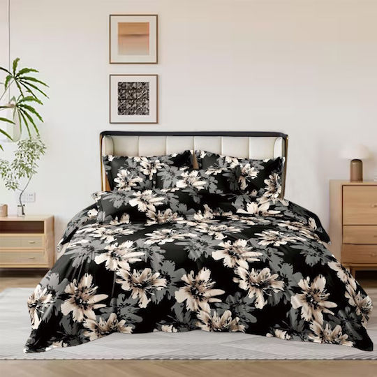 SpitiBazaar Module Cearceafuri De Pat King Size Cu Hugger Din Cauciuc 220x240+30cm Negru 5 Bucăți