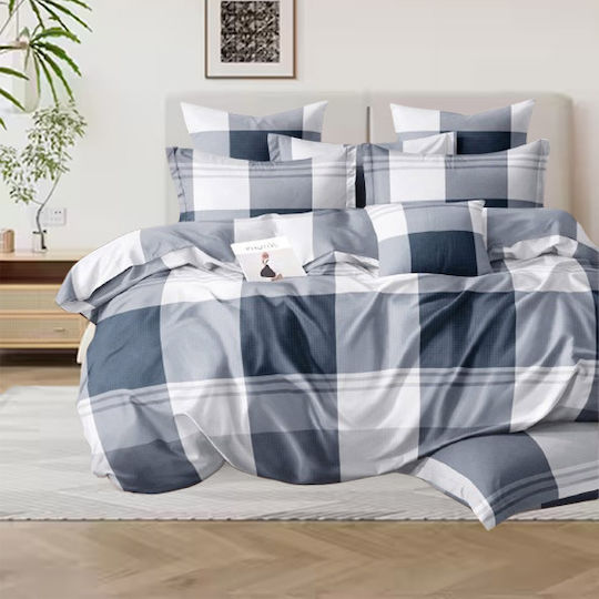 SpitiBazaar Module Cearceafuri De Pat King Size Cu Hugger Din Cauciuc 220x240+30cm Carou (5 Bucăți)
