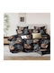 SpitiBazaar Module Cearceafuri De Pat King Size Cu Hugger Din Cauciuc 220x240+30cm Negru 5 Bucăți