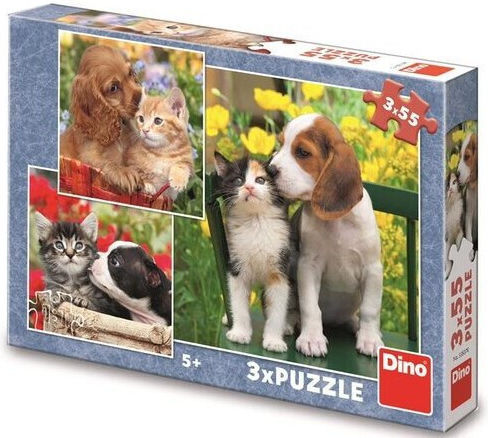 Kinderpuzzle Freunde Hund & Katze 55 Teile Dino