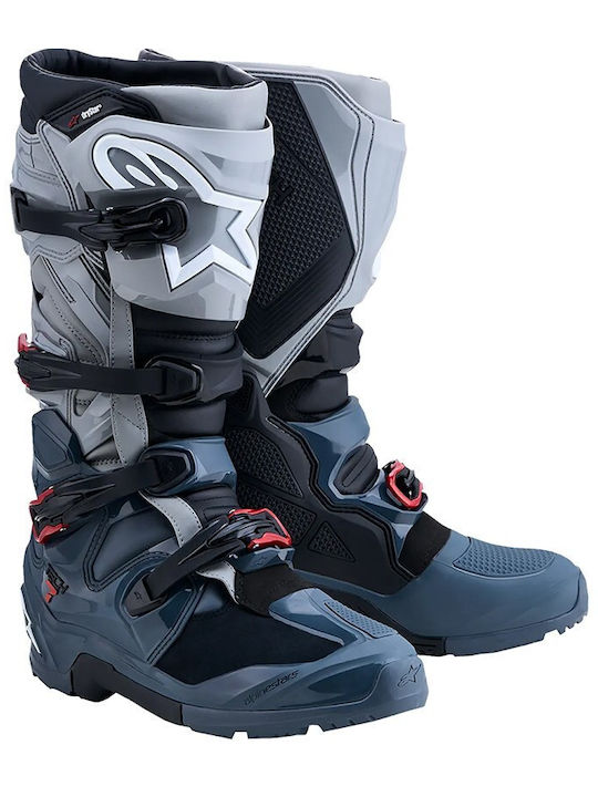 Alpinestars Tech 7 Enduro Cizme Moto Impermeabile pentru Bărbați Drystar Gri/Roșu