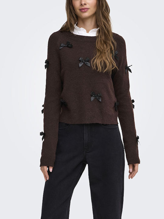 Only Damen Langärmelig Pullover Braun