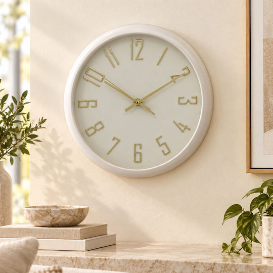 Keskor Wall Clock Plastic Beige 30x4.5cm