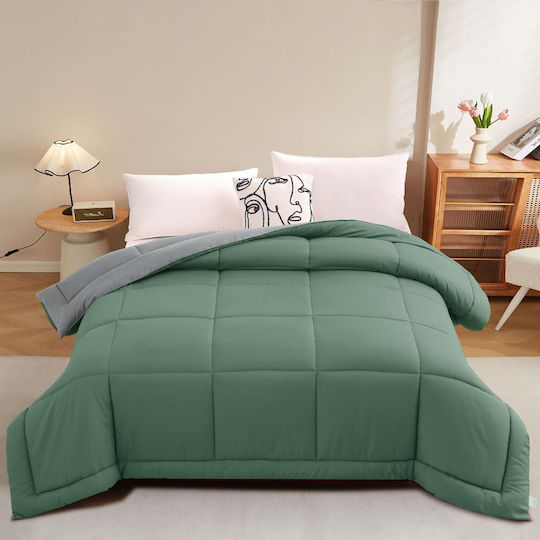 Homeone Super King Steppdecke 220x240cm Mint-Grau