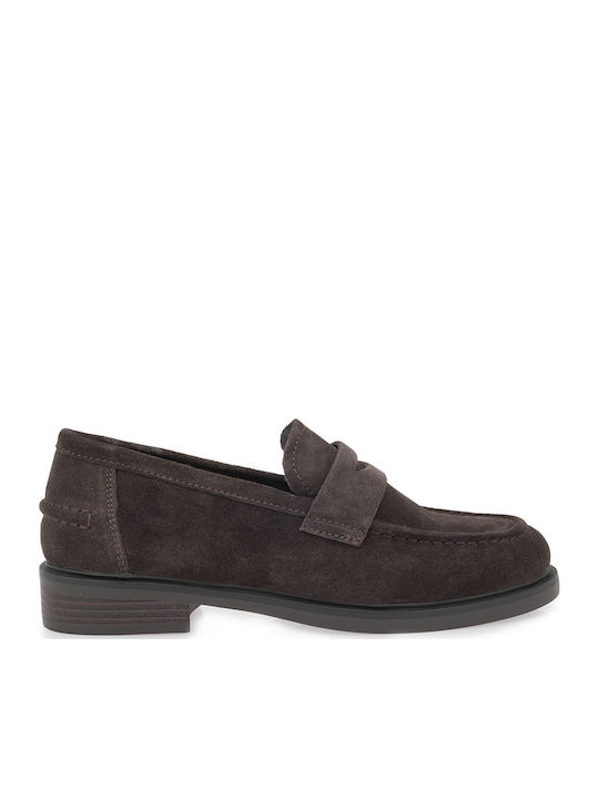 Exe Δερμάτινα Γυναικεία Loafers σε Γκρι Χρώμα