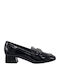 Loafer Pantofi Cu Toc Din Lac Negri