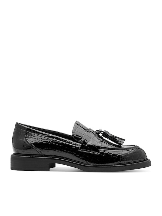Lackleder Damen Mokassins in Schwarz Farbe