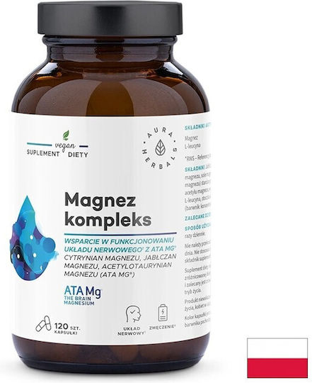 Aura Herbals Magnesium Complex 193.27mg Подходящ за Деца 120 Капсули