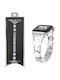 Volte-tel Каишка За Часовник Женска Метална Apple Watch 38 40 41 42mm Тип Van Cleef Бял Кръст 12.7см Сребрист 5205308427312