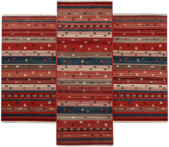 Polcarpet Kazak Oriental 724 Βαμβακερά Bordo Rose 3τμχ