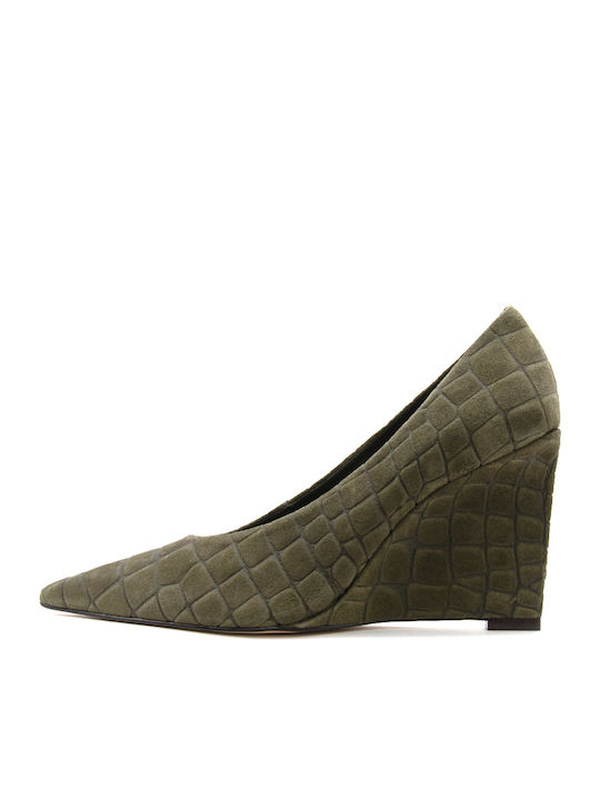 Wildleder Pumps mit Hohem Absatz Khaki