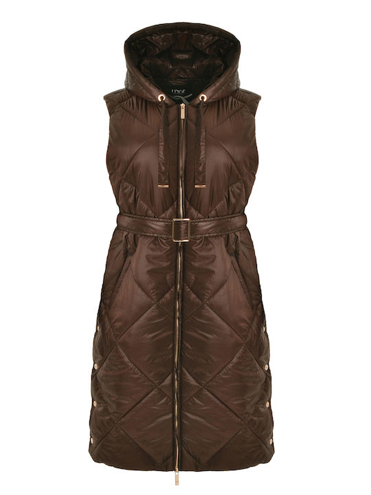Дамско Безръкаво Puffer Якето Кафяво 8604.4009.Н-brown