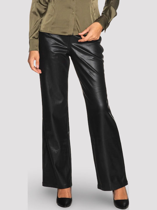 Women's High Rise Leather Pantaloons Black