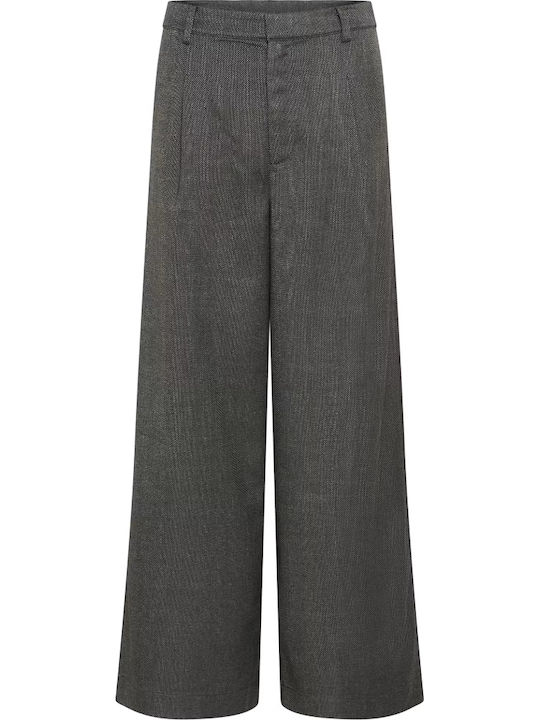 Women's High Rise Pantaloons in Wide Leg Style Dark Grey