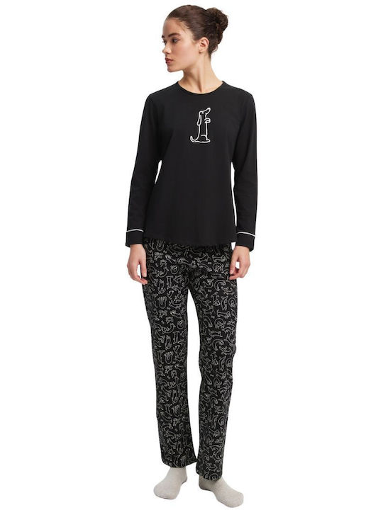 Minerva Set De Pijamale Dama De Vară Negru