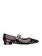 Damen Ballerinas Spitz zulaufend Burgundisch