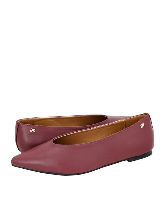 Balerini pentru femei din piele Burgundy