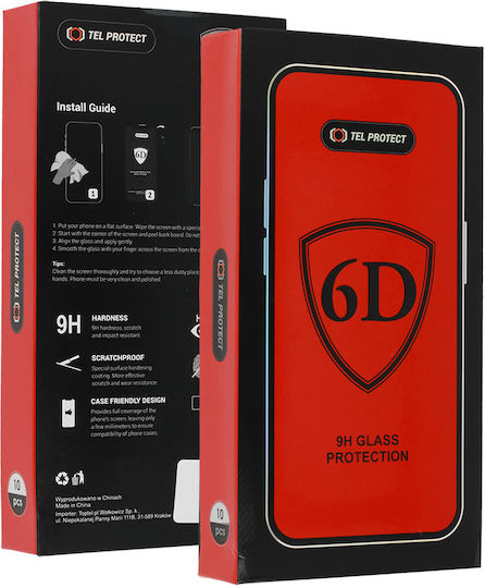 Tel Protect Full Glue 6d Sticlă Temperată Samsung Galaxy S22/s23 Negru Deblocare Amprentă 10 Bucăți
