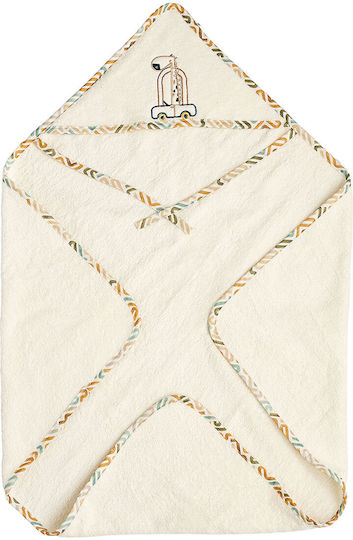 O Kosmos tou Morou Baby Bath Towel Hooded Ecru 75x75cm