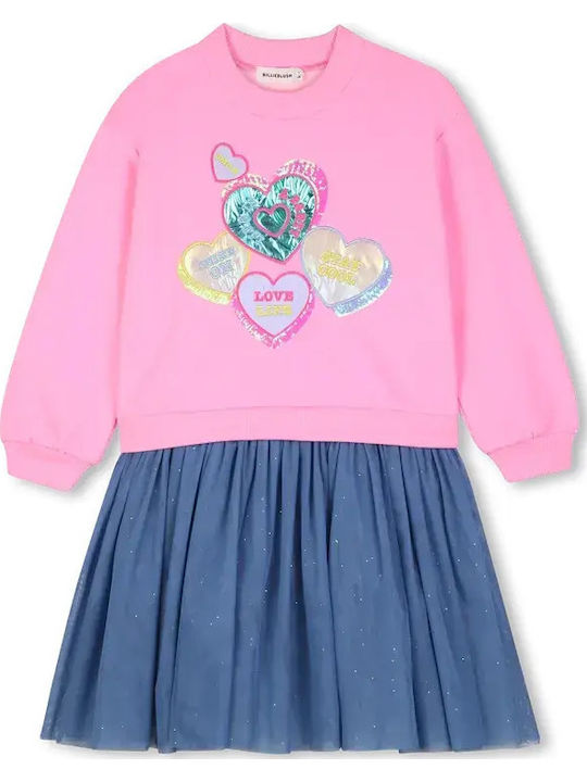 Girls Dress Tulle Pink With Blue