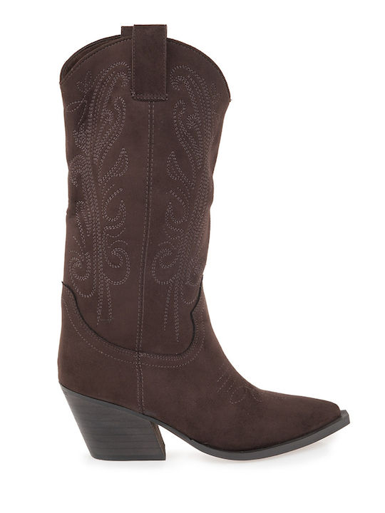Suede Women's Boots Cowboy Brown