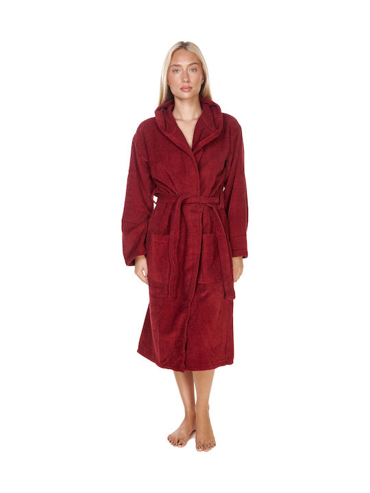 Comfort Hooded Bathrobe Burgundy