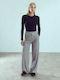Women's Trousers Decorative Stitching Light Gray