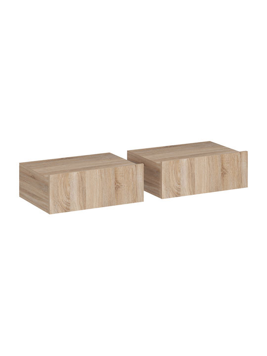 Κομοδίνα Ξύλινα Καφέ 2τμχ 40x30x15cm