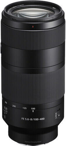 Sony Пълен Кадър Фотообектив FE 100-400 mm F5.6-8 OSS Супер Телеобектив за Sony E Монтаж Черен