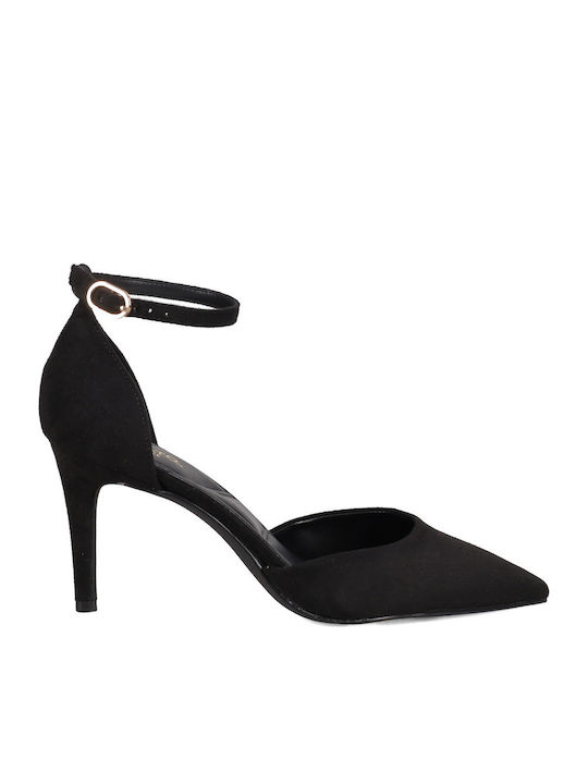 Wildleder Pumps mit Riemchen Schwarze