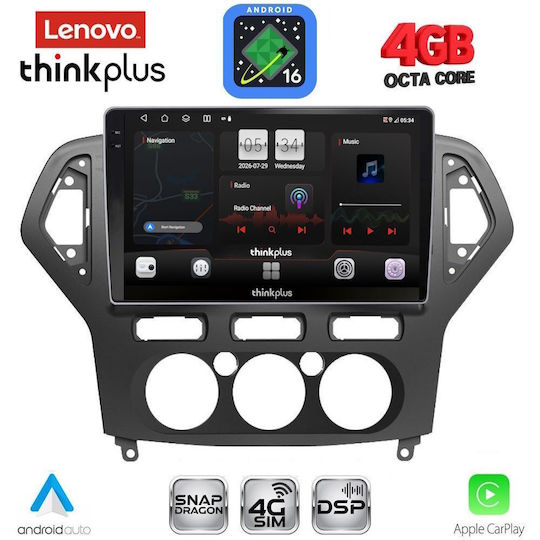 Lenovo Car Audio System for Ford Mondeo 2007-2011 with A/C Bluetooth USB WiFi GPS Apple CarPlay Android Auto with 10" Touch Screen