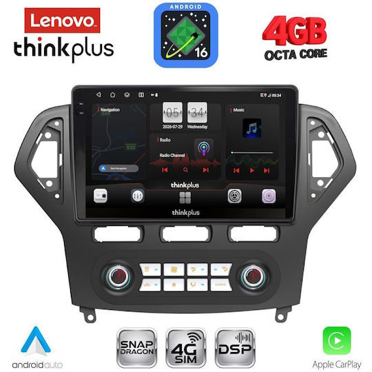 Lenovo Car Audio System for Ford Mondeo 2007-2011 with Clima Bluetooth USB WiFi GPS Apple CarPlay Android Auto with 10" Touch Screen