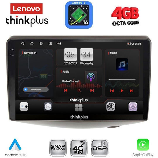 Lenovo Автомобилна Аудио Система за Toyota Yaris 1999-2006 (Bluetooth/USB/Вграден Wi-Fi/GPS/Apple CarPlay/Android Auto) с Touch Screen 9"
